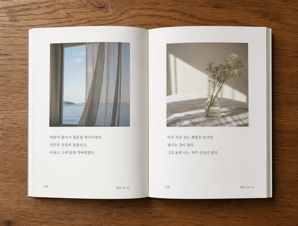 완성된 기록이 한 권의 책으로 인쇄된 모습